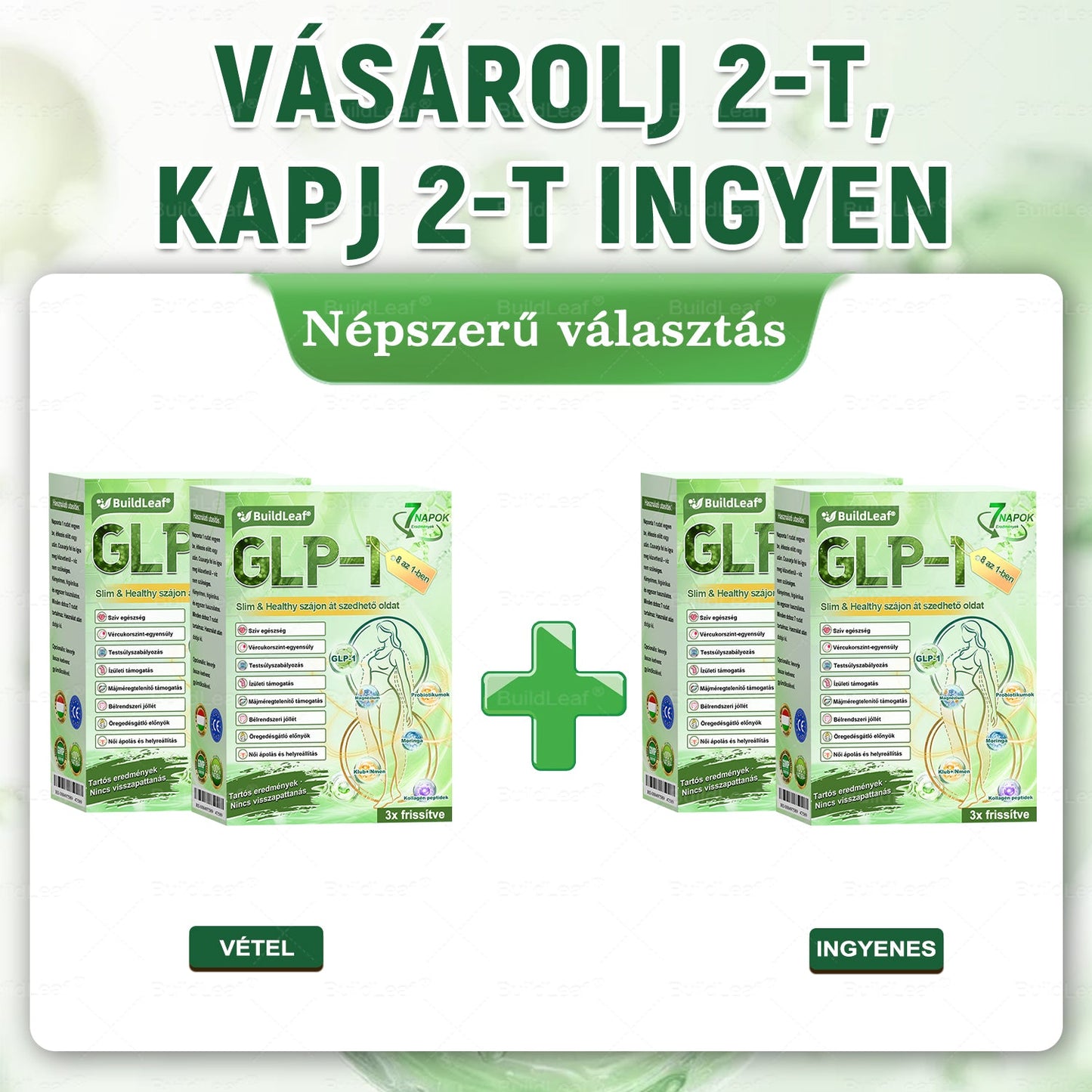D💥 BENU Online Áruház 🏪 BuildLeaf GLP-1 8-az-1-ben Fit & Vital orális oldat — napi 1x használat, látható eredmény 7 nap alatt. Támogatja a testsúlykontrollt, vércukor- és szív-érrendszeri egészséget, emésztést és ízületeket.
