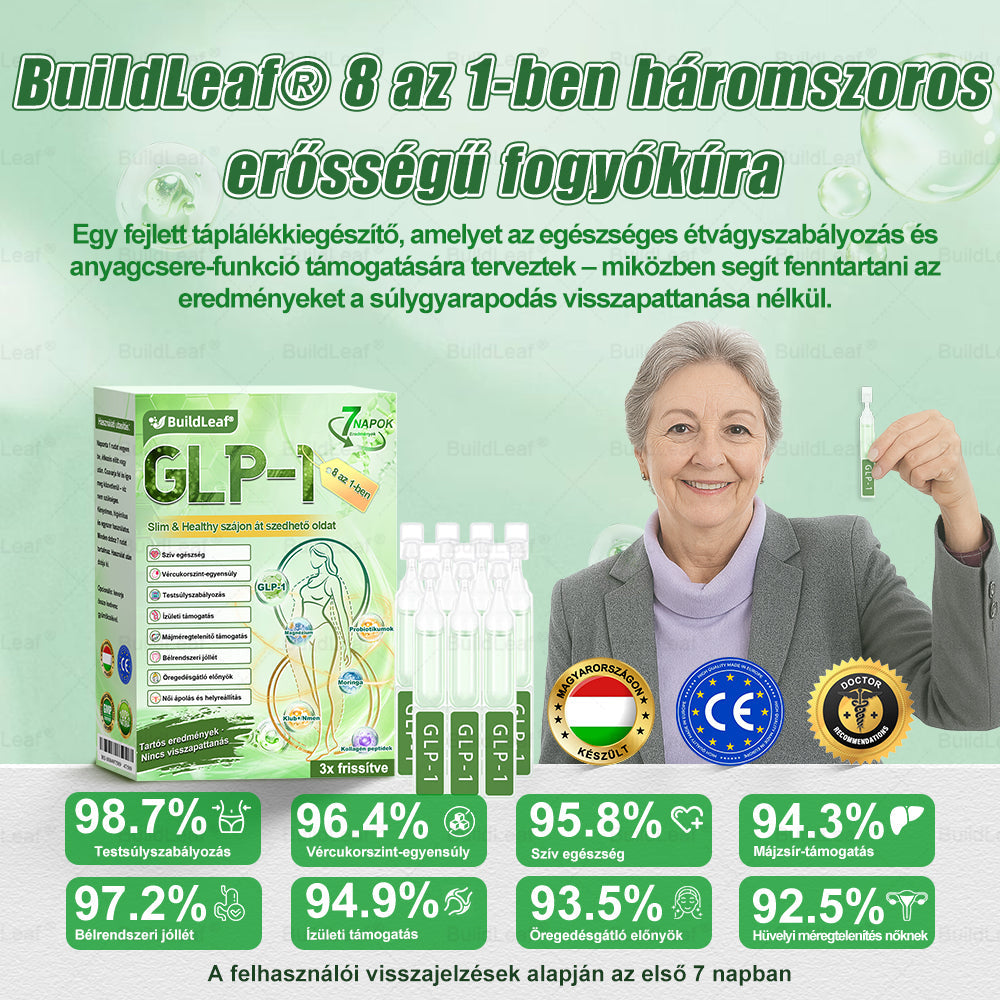 D💥 BENU Online Áruház 🏪 BuildLeaf GLP-1 8-az-1-ben Fit & Vital orális oldat — napi 1x használat, látható eredmény 7 nap alatt. Támogatja a testsúlykontrollt, vércukor- és szív-érrendszeri egészséget, emésztést és ízületeket.
